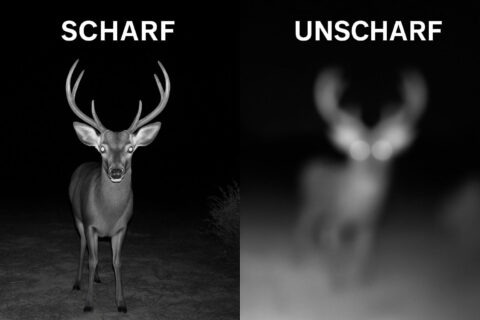 Unscharfe Nachtaufnahme eines Rehs durch eine Wildkamera mit Infrarotlicht