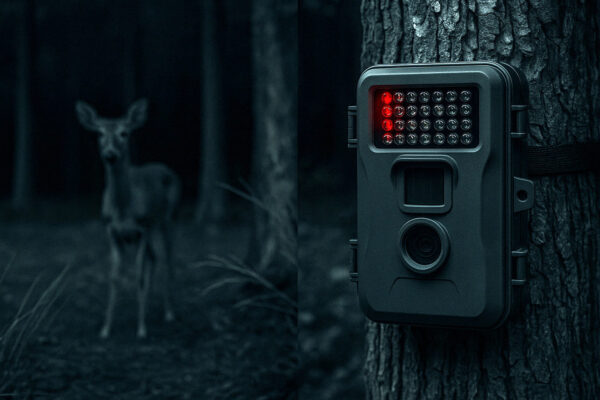 Wildkamera im Nachtmodus mit sichtbaren IR- und No-Glow-LED-Unterschieden